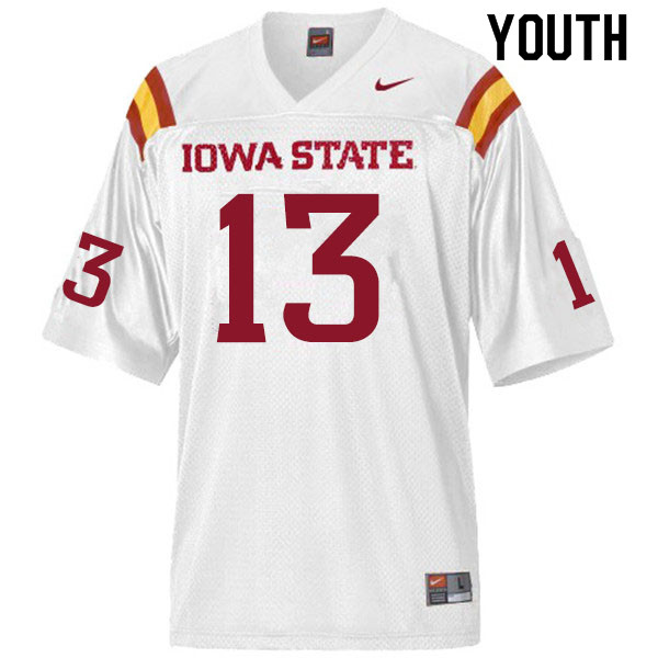 Youth #13 Leonard Glass Iowa State Cyclones College Football Jerseys Sale-White